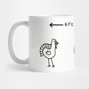 Social Distancing Turkey at Thanksgiving Line Drawing Mug